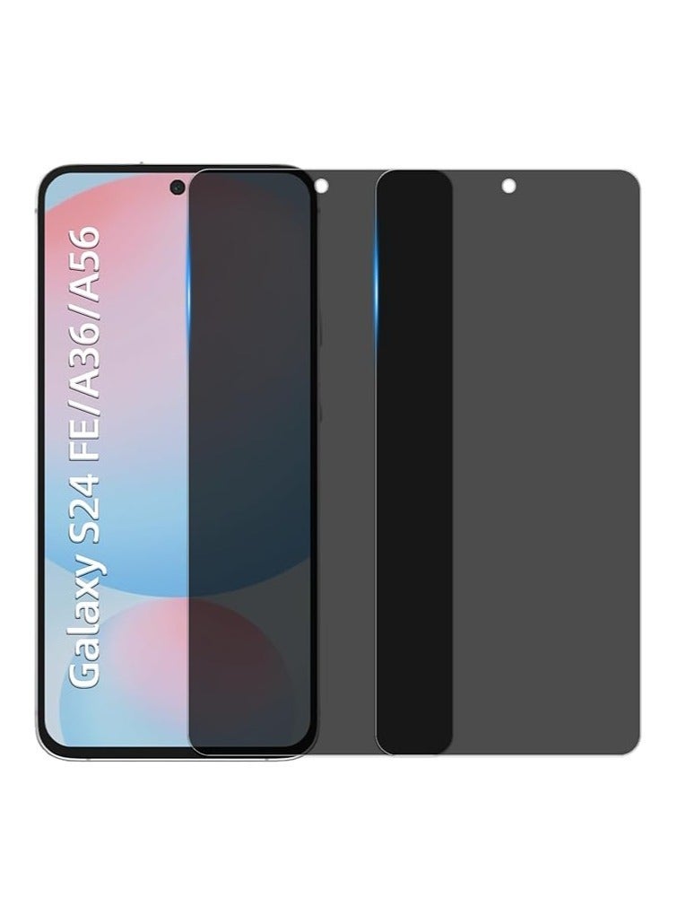 Privacy Screen Protector For Samsung Galaxy S24 FE/A36/A56 6.7 Inch Anti-Spy 9H Full Edge Coverage Tempered Glass Film Bubble Free Case Friendly.